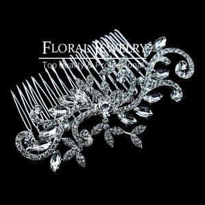 Leaf crystal imitation bridal hair clip